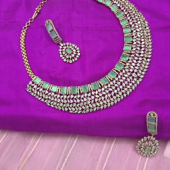 Starcut AD/Zircon Necklace Set in mint - Picture 4 of 4